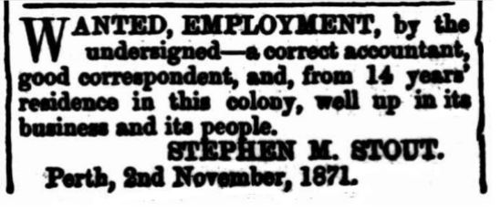 Stout - Perth Gazette - 10 Nov 1871